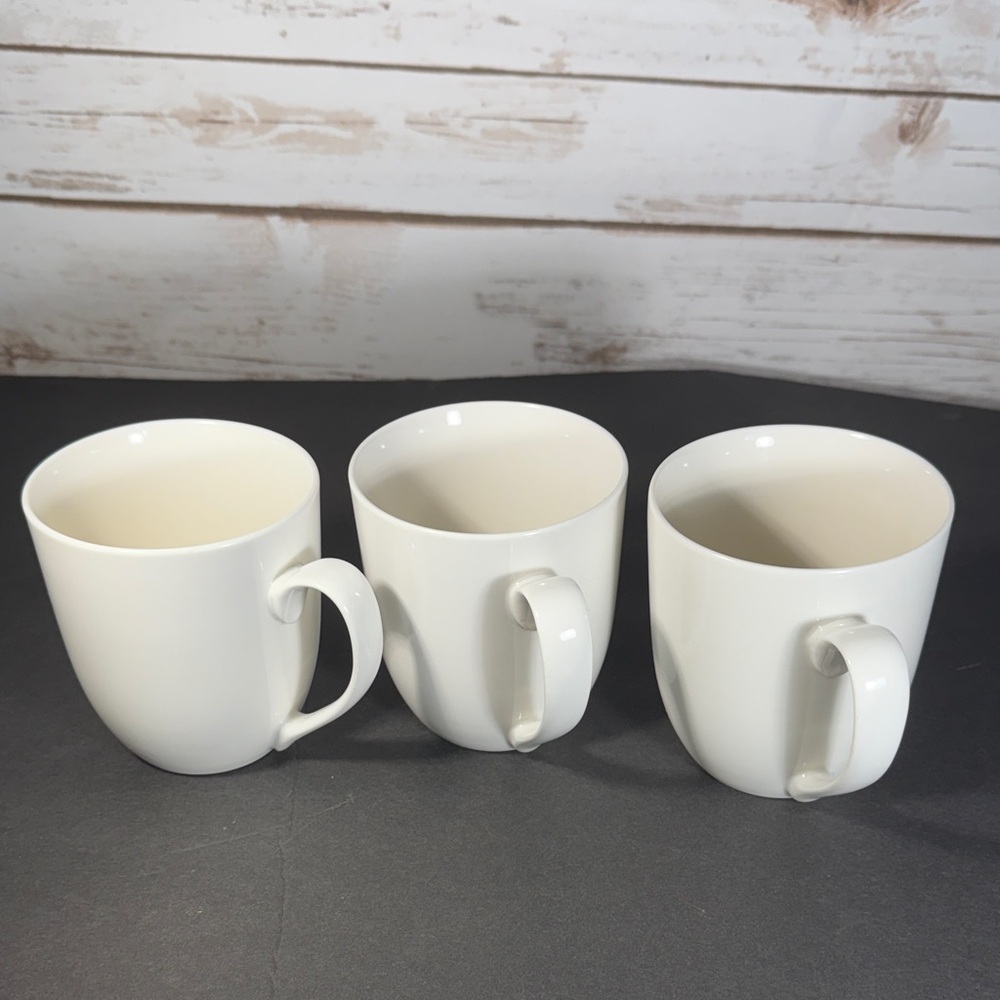 Pier 1 Coffee Mugs Set of Three White Ceramic 4 inches P1 China Vintage